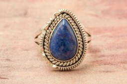 Artie Yellowhorse Genuine Denim Lapis Sterling Silver Ring